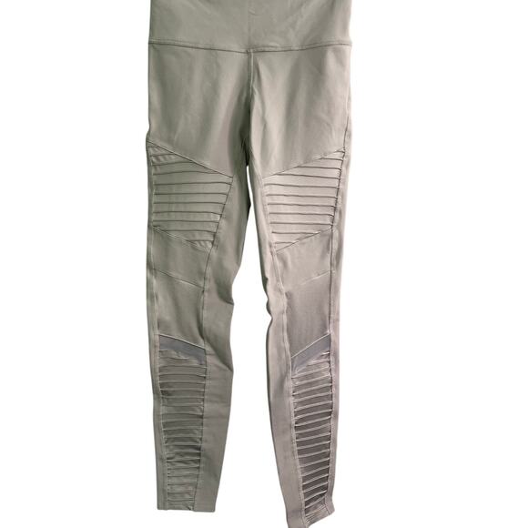 Alo Yoga High-Waist Moto‎ Legging Tan Mesh Panel Sculpting Gym Workout Athletic - Picture 1 of 7